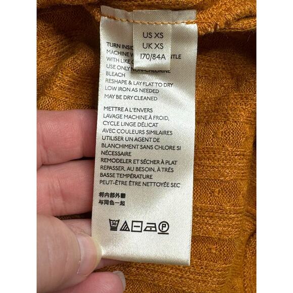 Anthropologie Maeve Rafela Hacci Surplice Top Womens XS Long Sleeve Brown - Picture 7 of 14